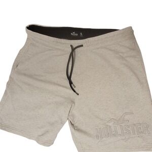 Hollister Mens Fleece Sweat Shorts Oatmeal Heather Grey Embroidered Logo XL